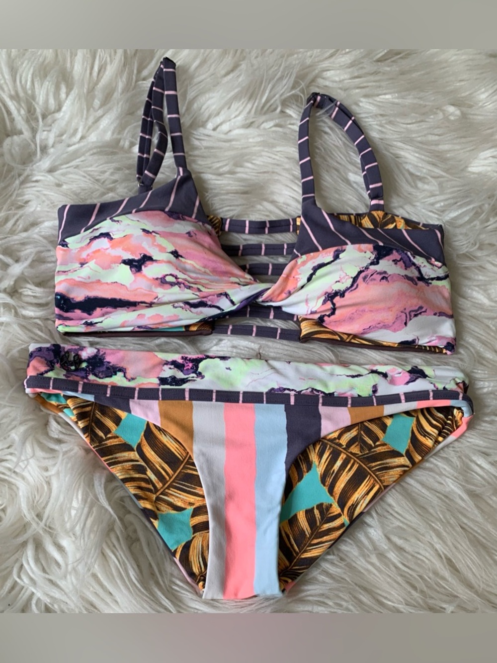 Maaji Reversible Bikini Swimsuit Purple Multicolor Size Small